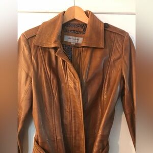 Andrew Marc Cognac Leather Jacket Size S